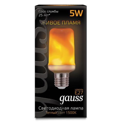 Лампа светодиодная Gauss Corn Flame T65 220В Е27 5Вт Имитация живого огня фото Лампа светодиодная Gauss Corn Flame T65 220В Е27 5Вт Имитация живого огня картинка